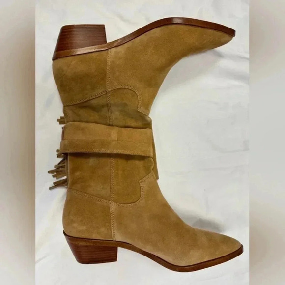 Rebecca Minkoff Tan Suede Fringed Boots Size 9M - Picture 7 of 7